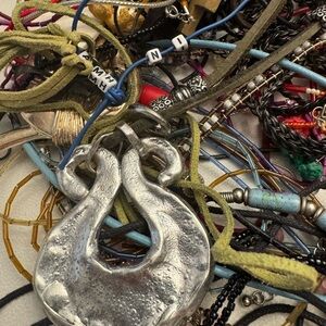 Lot of Corded necklaces Leather metals ceramics beads